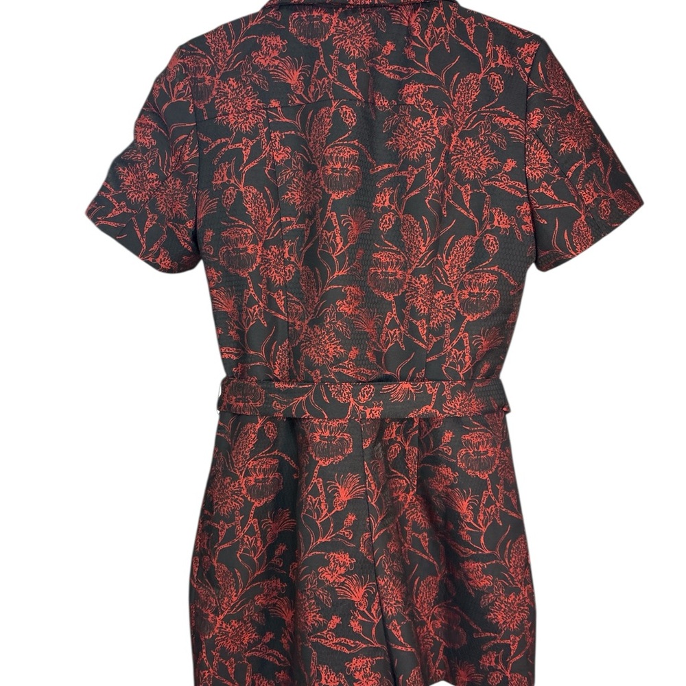 NWOT Amanda Uprichard Ireland Romper Red Black Belted MSRP: $262 | Large - Picture 10 of 10